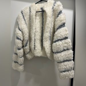 Gorgeous white and blue knit coat